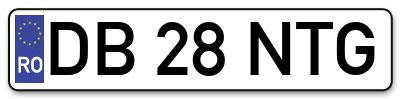 Placuta inmatriculare numar auto  DB-28-NTG, DB 28 NTG, DB28NTG
