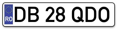 Placuta inmatriculare numar auto  DB-28-QDO, DB 28 QDO, DB28QDO