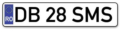 Placuta inmatriculare numar auto  DB-28-SMS, DB 28 SMS, DB28SMS