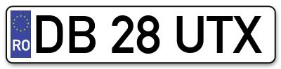 Placuta inmatriculare numar auto  DB-28-UTX, DB 28 UTX, DB28UTX