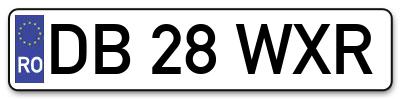 Placuta inmatriculare numar auto  DB-28-WXR, DB 28 WXR, DB28WXR