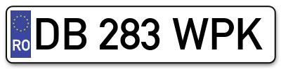 Placuta inmatriculare numar auto  DB-283-WPK, DB 283 WPK, DB283WPK