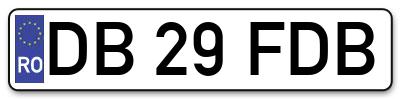 Placuta inmatriculare numar auto  DB-29-FDB, DB 29 FDB, DB29FDB