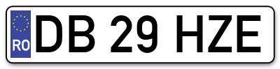 Placuta inmatriculare numar auto  DB-29-HZE, DB 29 HZE, DB29HZE