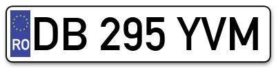 Placuta inmatriculare numar auto  DB-295-YVM, DB 295 YVM, DB295YVM