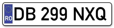 Placuta inmatriculare numar auto  DB-299-NXQ, DB 299 NXQ, DB299NXQ