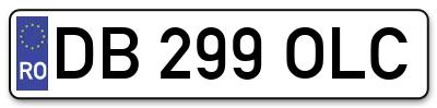 Placuta inmatriculare numar auto  DB-299-OLC, DB 299 OLC, DB299OLC