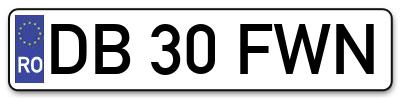 Placuta inmatriculare numar auto  DB-30-FWN, DB 30 FWN, DB30FWN