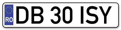 Placuta inmatriculare numar auto  DB-30-ISY, DB 30 ISY, DB30ISY