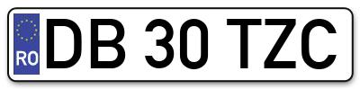 Placuta inmatriculare numar auto  DB-30-TZC, DB 30 TZC, DB30TZC