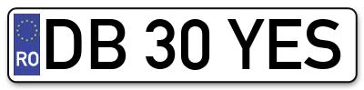 Placuta inmatriculare numar auto  DB-30-YES, DB 30 YES, DB30YES
