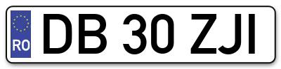 Placuta inmatriculare numar auto  DB-30-ZJI, DB 30 ZJI, DB30ZJI