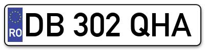 Placuta inmatriculare numar auto  DB-302-QHA, DB 302 QHA, DB302QHA