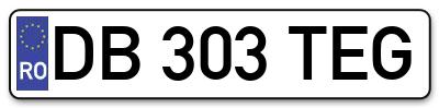 Placuta inmatriculare numar auto  DB-303-TEG, DB 303 TEG, DB303TEG