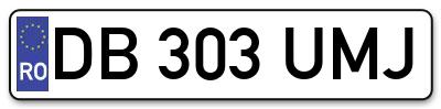 Placuta inmatriculare numar auto  DB-303-UMJ, DB 303 UMJ, DB303UMJ