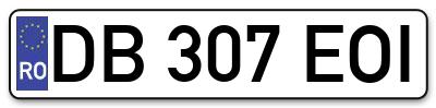 Placuta inmatriculare numar auto  DB-307-EOI, DB 307 EOI, DB307EOI