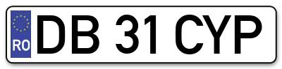 Placuta inmatriculare numar auto  DB-31-CYP, DB 31 CYP, DB31CYP