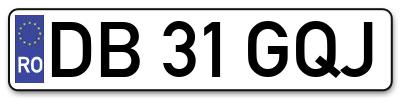 Placuta inmatriculare numar auto  DB-31-GQJ, DB 31 GQJ, DB31GQJ