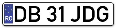 Placuta inmatriculare numar auto  DB-31-JDG, DB 31 JDG, DB31JDG