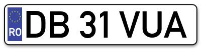 Placuta inmatriculare numar auto  DB-31-VUA, DB 31 VUA, DB31VUA