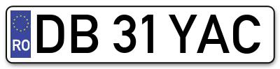 Placuta inmatriculare numar auto  DB-31-YAC, DB 31 YAC, DB31YAC