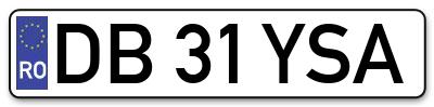 Placuta inmatriculare numar auto  DB-31-YSA, DB 31 YSA, DB31YSA