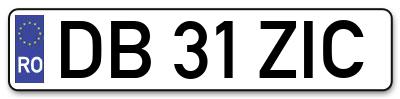 Placuta inmatriculare numar auto  DB-31-ZIC, DB 31 ZIC, DB31ZIC
