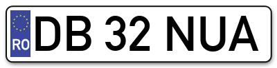 Placuta inmatriculare numar auto  DB-32-NUA, DB 32 NUA, DB32NUA