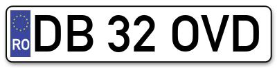 Placuta inmatriculare numar auto  DB-32-OVD, DB 32 OVD, DB32OVD