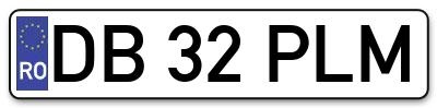 Placuta inmatriculare numar auto  DB-32-PLM, DB 32 PLM, DB32PLM