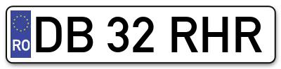 Placuta inmatriculare numar auto  DB-32-RHR, DB 32 RHR, DB32RHR