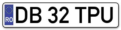 Placuta inmatriculare numar auto  DB-32-TPU, DB 32 TPU, DB32TPU