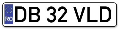 Placuta inmatriculare numar auto  DB-32-VLD, DB 32 VLD, DB32VLD