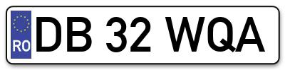 Placuta inmatriculare numar auto  DB-32-WQA, DB 32 WQA, DB32WQA