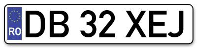 Placuta inmatriculare numar auto  DB-32-XEJ, DB 32 XEJ, DB32XEJ