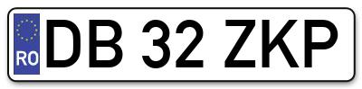 Placuta inmatriculare numar auto  DB-32-ZKP, DB 32 ZKP, DB32ZKP