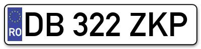 Placuta inmatriculare numar auto  DB-322-ZKP, DB 322 ZKP, DB322ZKP