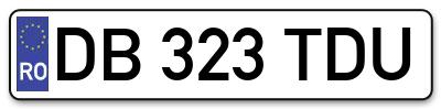 Placuta inmatriculare numar auto  DB-323-TDU, DB 323 TDU, DB323TDU