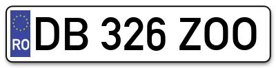Placuta inmatriculare numar auto  DB-326-ZOO, DB 326 ZOO, DB326ZOO