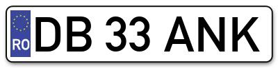 Placuta inmatriculare numar auto  DB-33-ANK, DB 33 ANK, DB33ANK