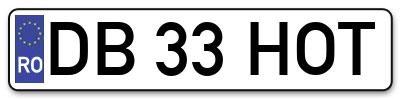 Placuta inmatriculare numar auto  DB-33-HOT, DB 33 HOT, DB33HOT