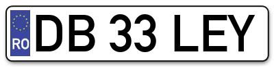 Placuta inmatriculare numar auto  DB-33-LEY, DB 33 LEY, DB33LEY