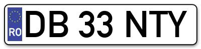 Placuta inmatriculare numar auto  DB-33-NTY, DB 33 NTY, DB33NTY