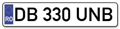 Placuta inmatriculare numar auto  DB-330-UNB, DB 330 UNB, DB330UNB