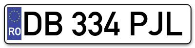 Placuta inmatriculare numar auto  DB-334-PJL, DB 334 PJL, DB334PJL