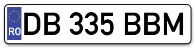 Placuta inmatriculare numar auto  DB-335-BBM, DB 335 BBM, DB335BBM