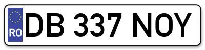Placuta inmatriculare numar auto  DB-337-NOY, DB 337 NOY, DB337NOY