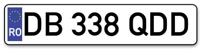 Placuta inmatriculare numar auto  DB-338-QDD, DB 338 QDD, DB338QDD