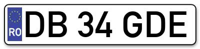 Placuta inmatriculare numar auto  DB-34-GDE, DB 34 GDE, DB34GDE