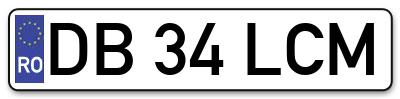 Placuta inmatriculare numar auto  DB-34-LCM, DB 34 LCM, DB34LCM